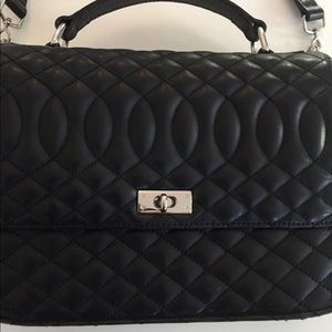 J Crew quilted black bag with silver hardware